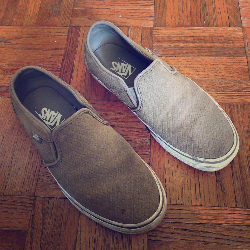 Women’s olive green van slip on shoes